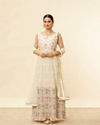 Soft Cream Floral Printed Sequined Anarkali Suit